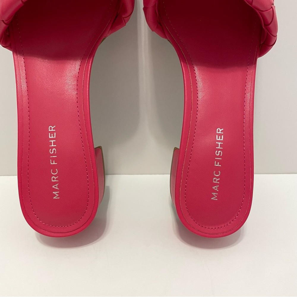 NWOT Marc Fisher Casara Block Heel Braided Slides Sandals Pink Size 8 - Picture 8 of 12